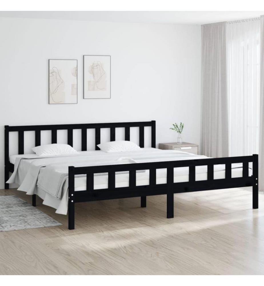 Cadre de lit Noir Bois massif 160x200 cm