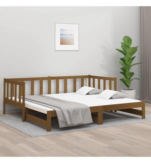 Lit coulissant Marron miel 2x(90x190) cm Bois de pin massif