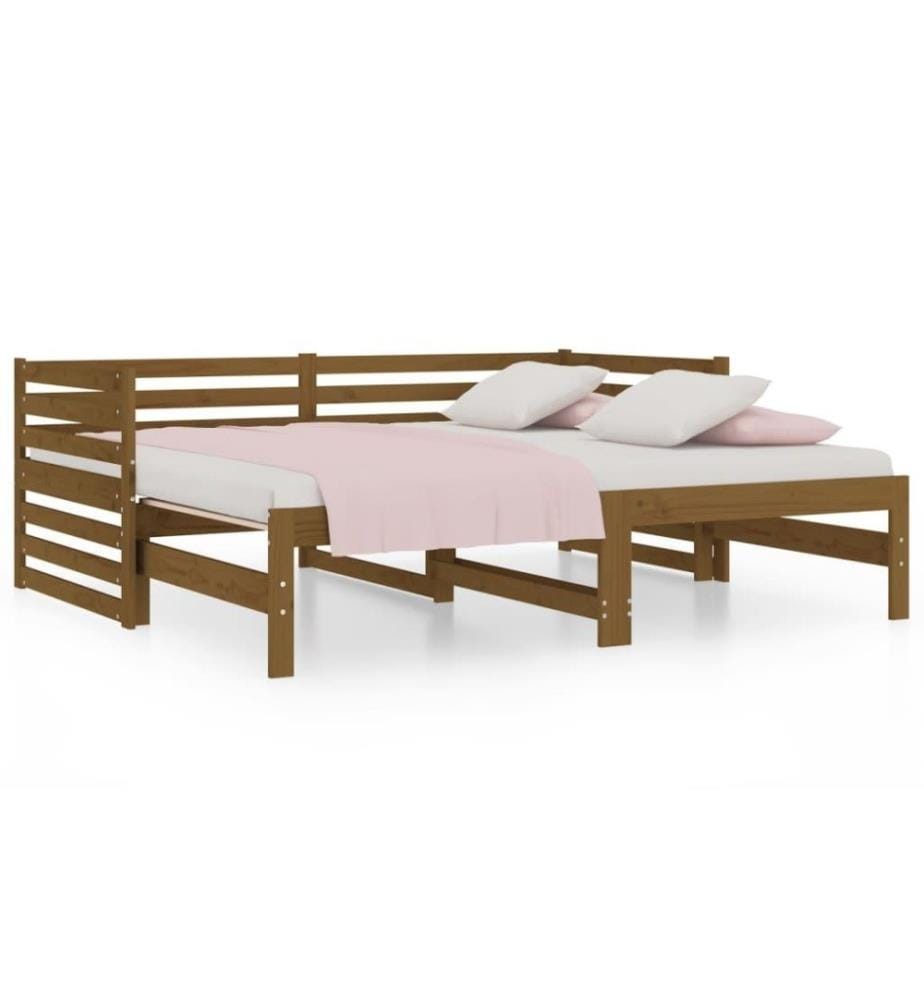 Lit coulissant Marron miel 2x(90x190) cm Bois de pin massif