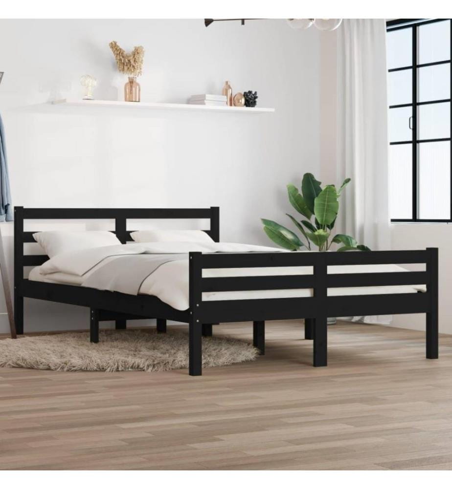 Massivholzbett Schwarz 140x190 cm