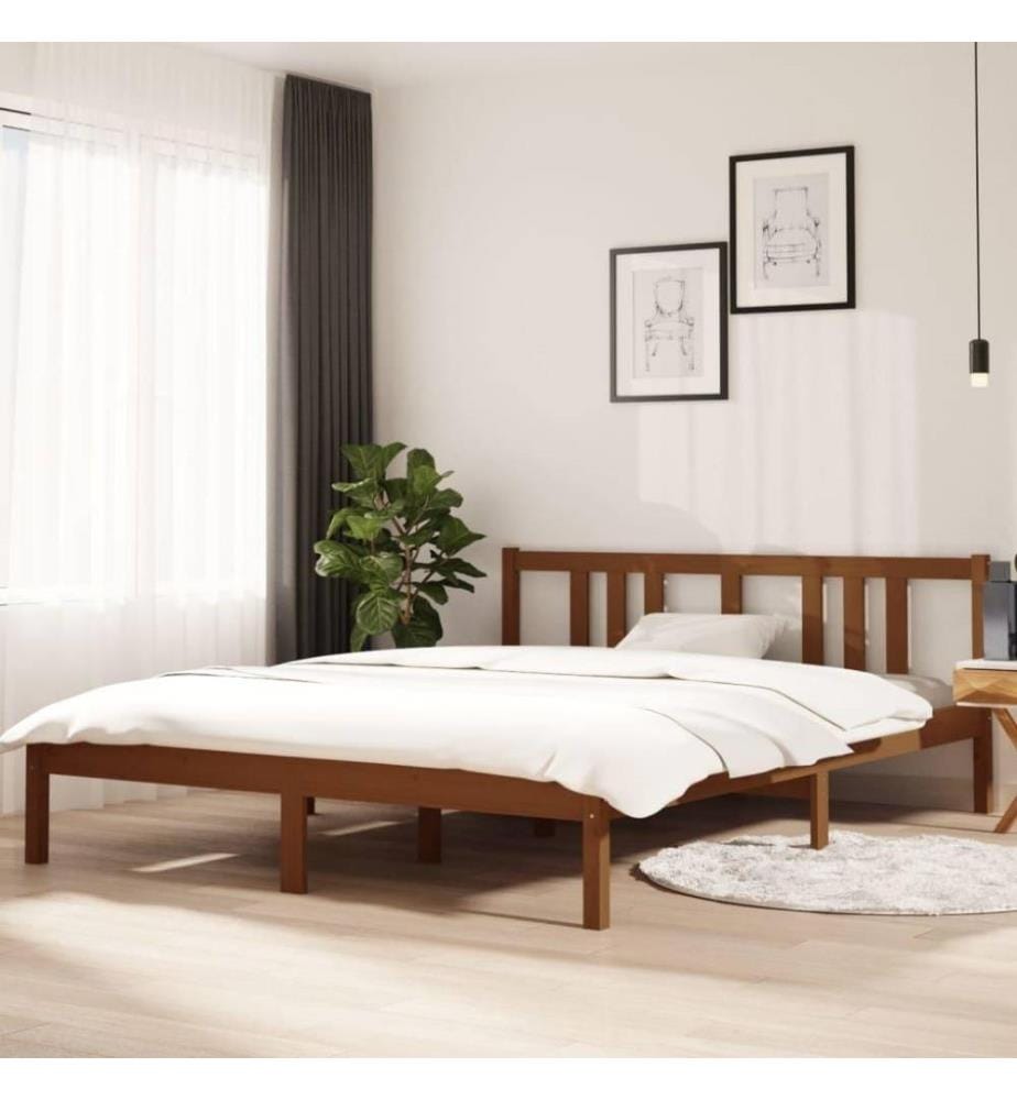 Massivholzbett Honigbraun 150x200 cm 5FT King Size