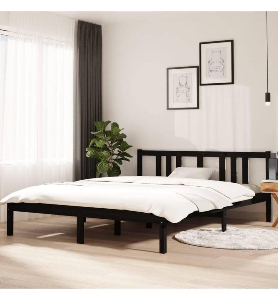 Massivholzbett Schwarz 150x200 cm 5FT King Size