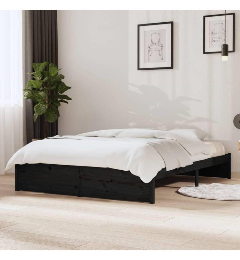Massivholzbett Schwarz 140x190 cm