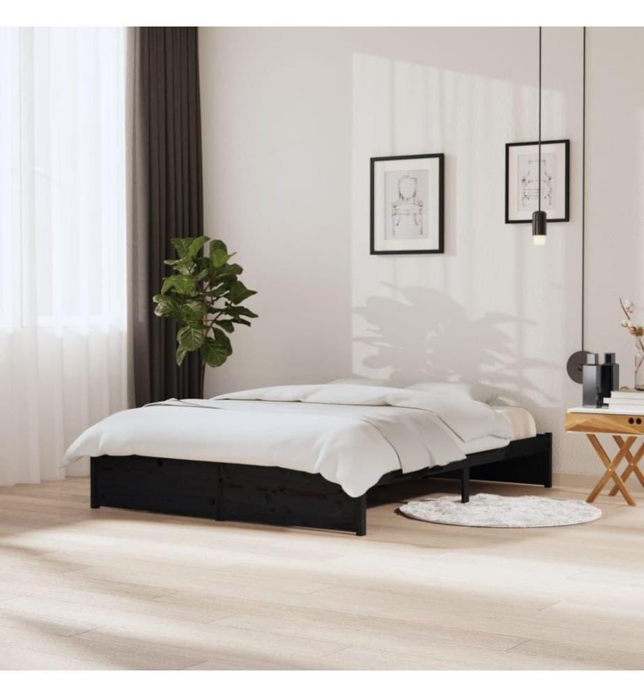 Massivholzbett Schwarz 150x200 cm 5FT King Size