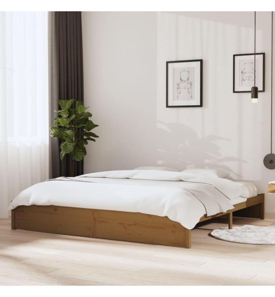 Cadre de lit Marron miel Bois massif 200x200 cm