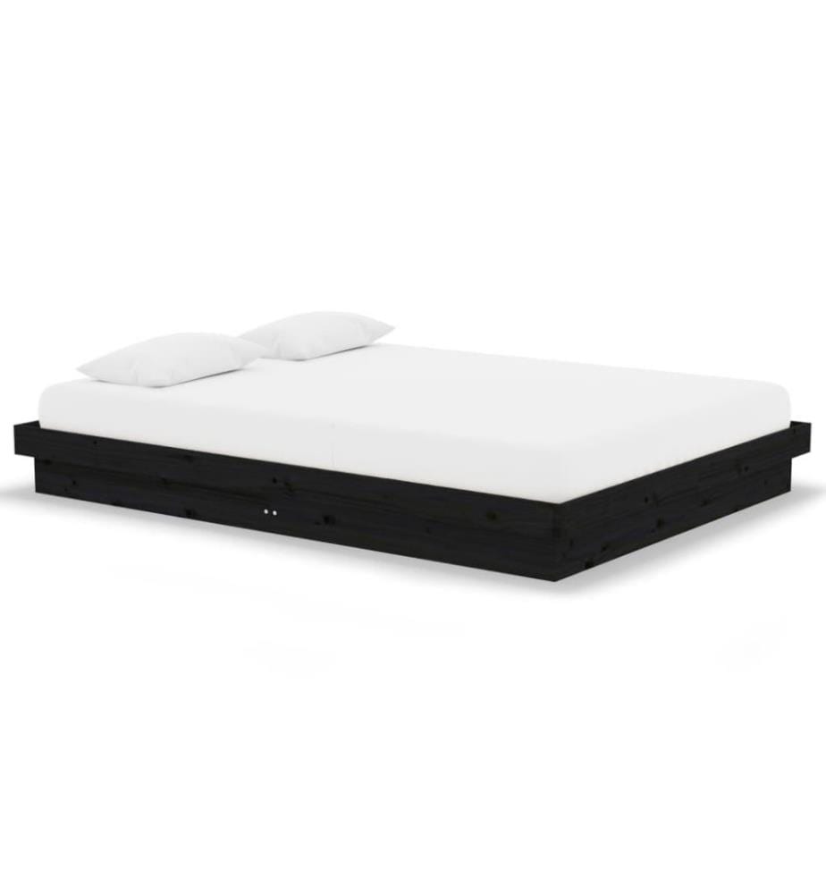 Massivholzbett Schwarz 135x190 cm 4FT6 Double