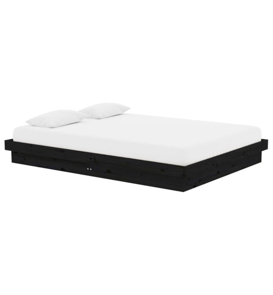 Massivholzbett Schwarz 135x190 cm 4FT6 Double