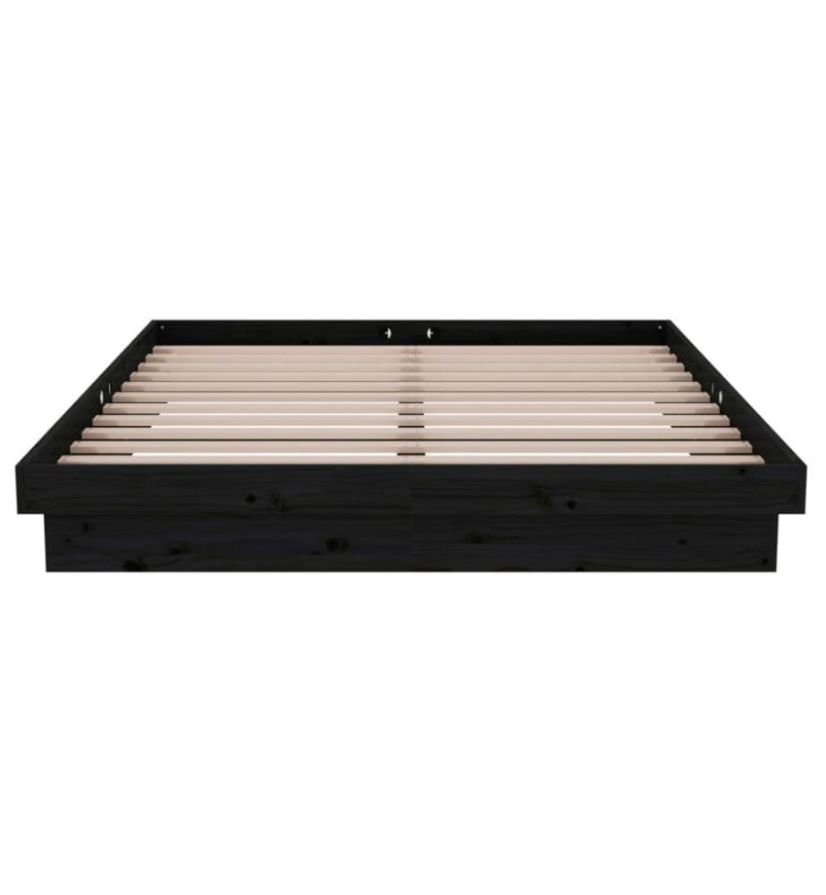 Massivholzbett Schwarz 135x190 cm 4FT6 Double