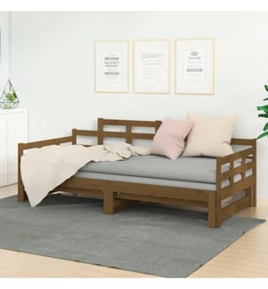 Tagesbett Ausziehbar Honigbraun Massivholz Kiefer 2x(90x200) cm