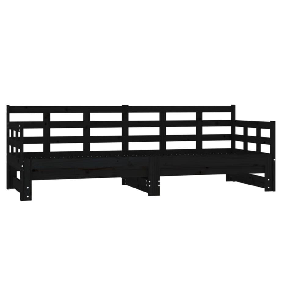 Tagesbett Ausziehbar Schwarz Massivholz Kiefer 2x(80x200) cm