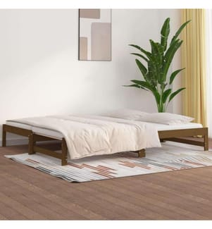 Tagesbett Ausziehbar Honigbraun 2x(90x200) cm Massivholz Kiefer