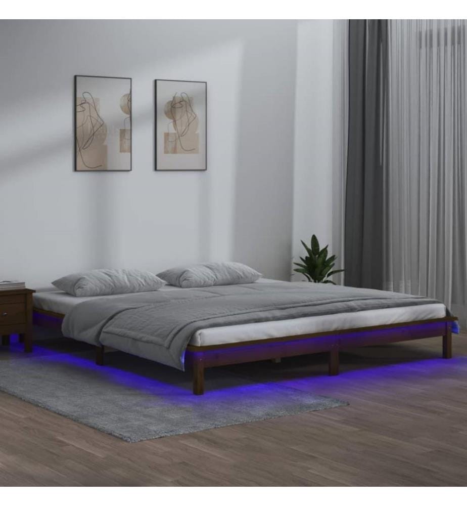 Massivholzbett mit LEDs Honigbraun 120x190 cm 4FT Small Double