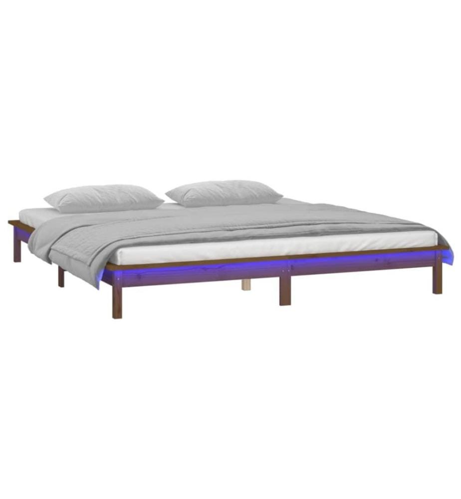 Massivholzbett mit LEDs Honigbraun 120x190 cm 4FT Small Double