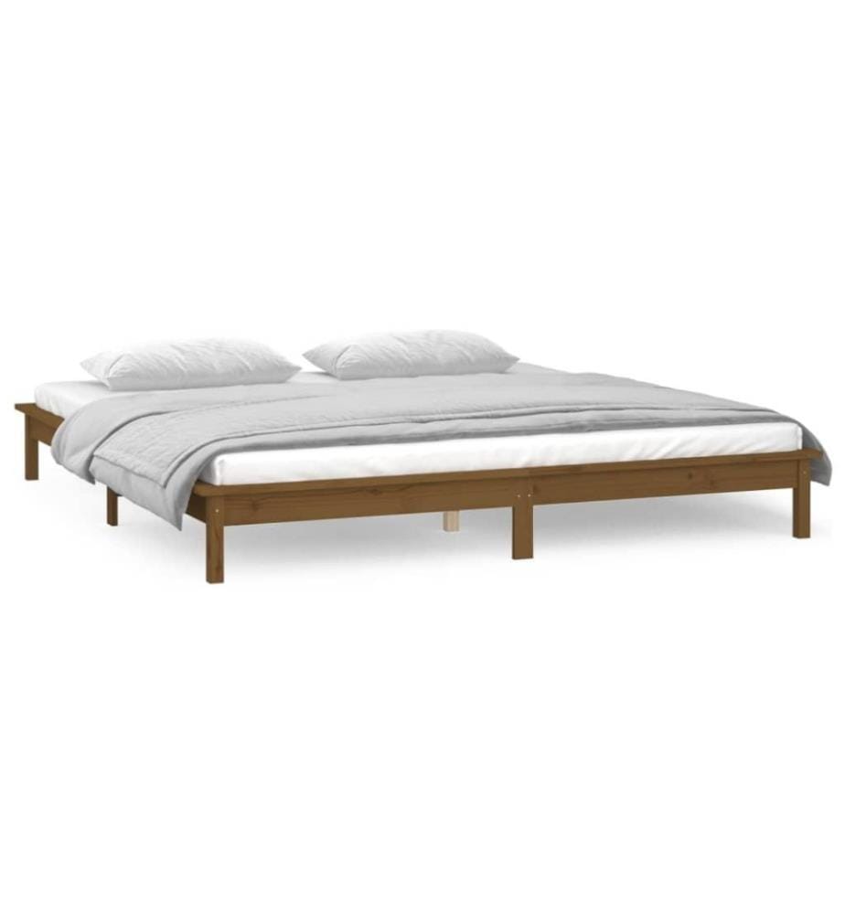 Massivholzbett mit LEDs Honigbraun 120x190 cm 4FT Small Double