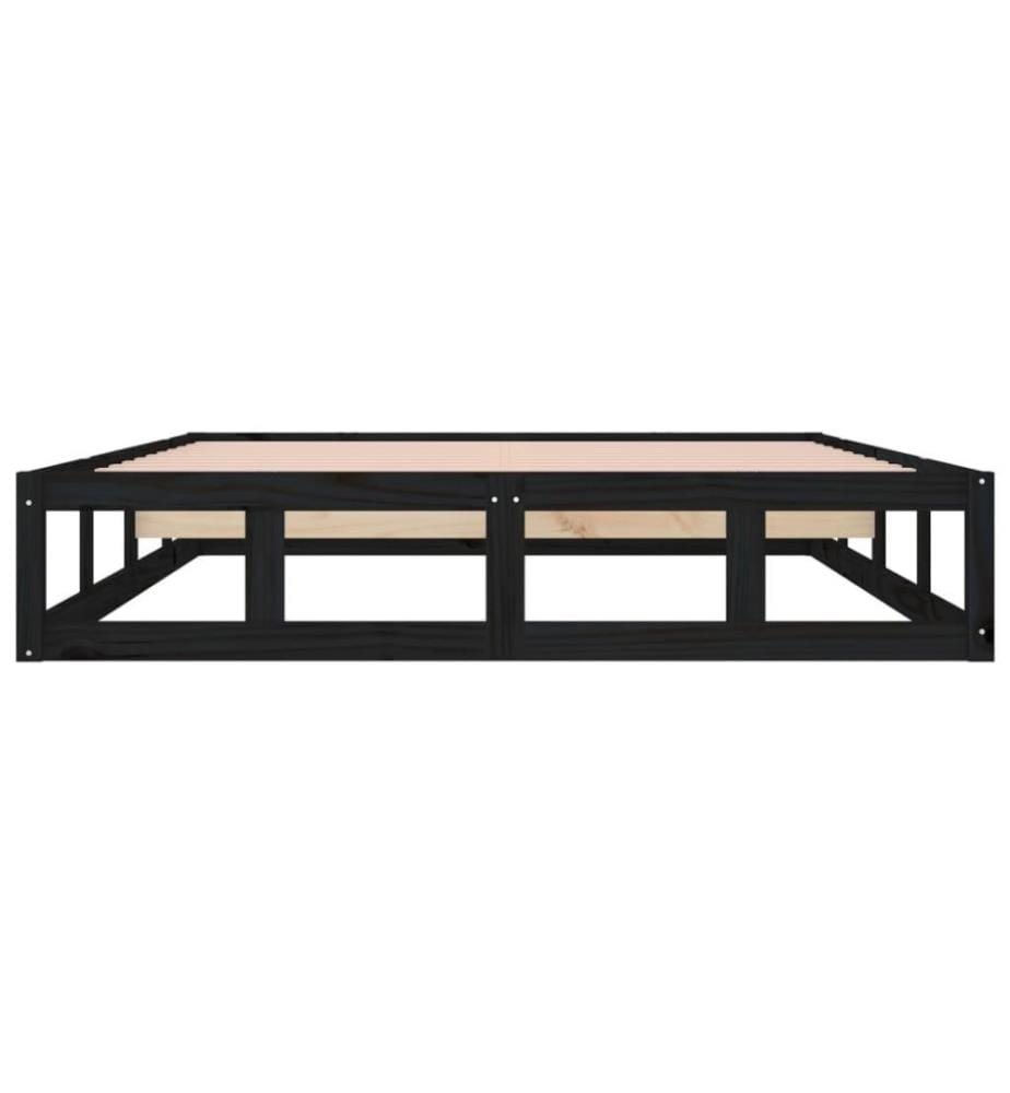 Cadre de lit Noir 135x190 cm Double Bois massif