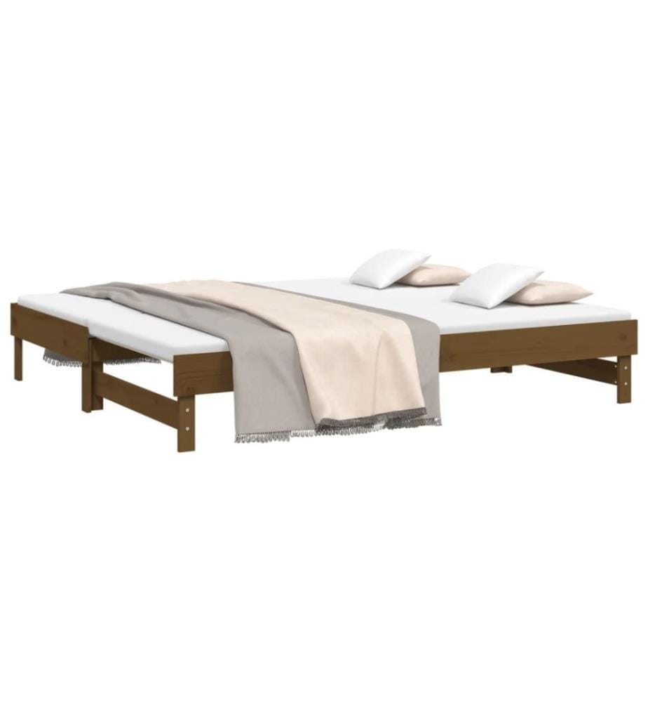 Lit coulissant Marron miel 2x(90x200) cm Bois de pin solide
