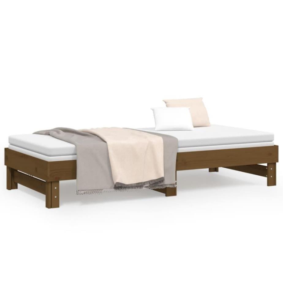 Lit coulissant Marron miel 2x(90x200) cm Bois de pin solide