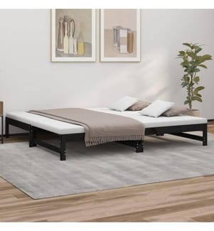 Tagesbett Ausziehbar Schwarz 2x(100x200) cm Massivholz Kiefer