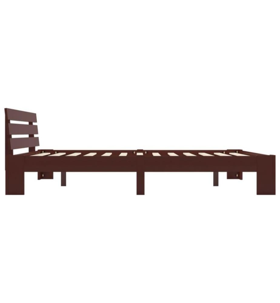 Cadre de lit Marron foncé Bois de pin massif 160 x 200 cm