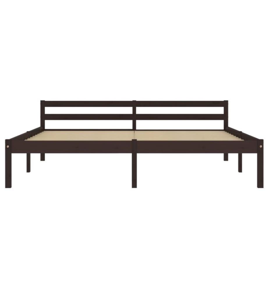 Cadre de lit Marron foncé Bois de pin massif 160 x 200 cm