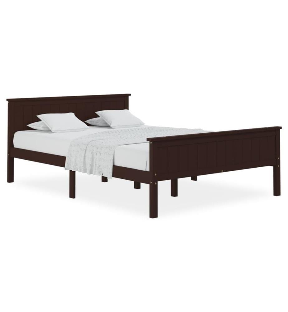 Cadre de lit Marron foncé Bois de pin massif 160x200 cm