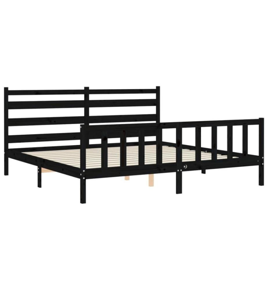 Massivholzbett mit Kopfteil Schwarz 200x200 cm