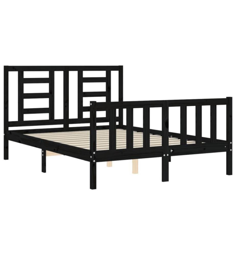 Massivholzbett mit Kopfteil Schwarz 140x190 cm