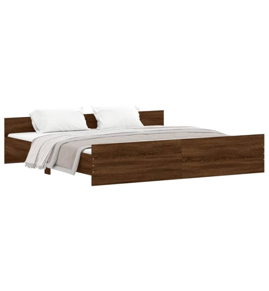 Bettgestell mit Kopf- und Fussteil Braun Eiche-Optik 200x200 cm