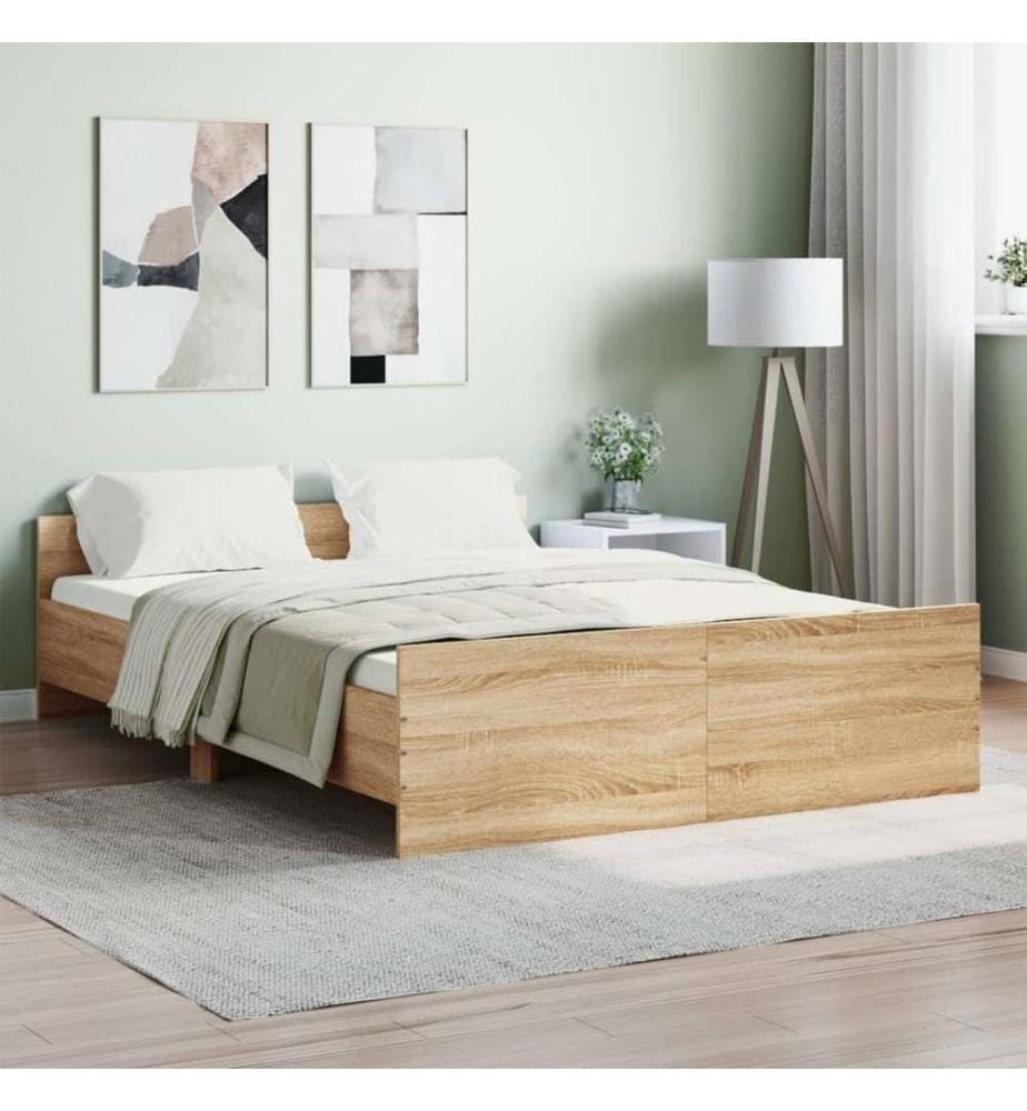 Bettgestell mit Kopf- und Fussteil Sonoma-Eiche 135x190 cm