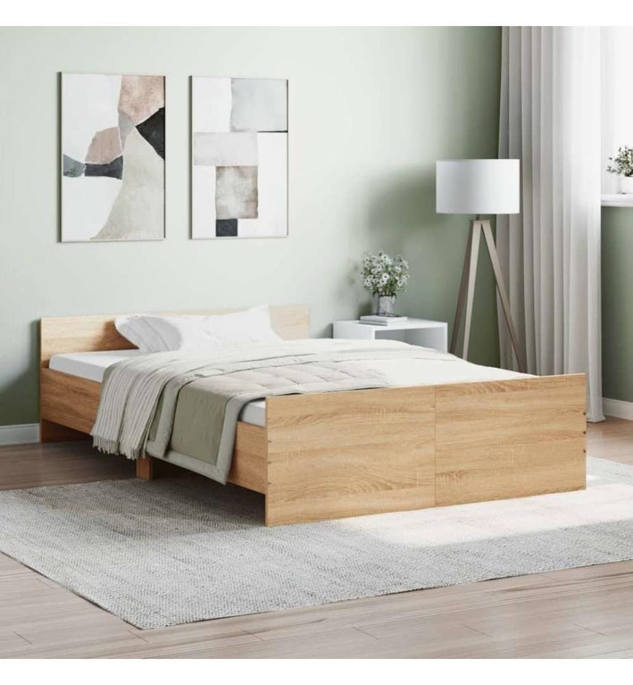 Bettgestell mit Kopf- und Fussteil Sonoma-Eiche 120x190 cm