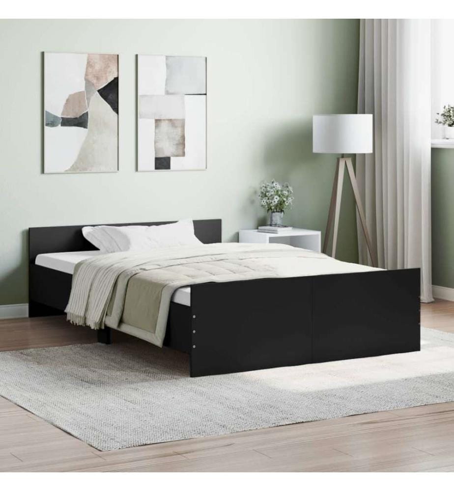Bettgestell mit Kopf- und Fussteil Schwarz 120x200 cm