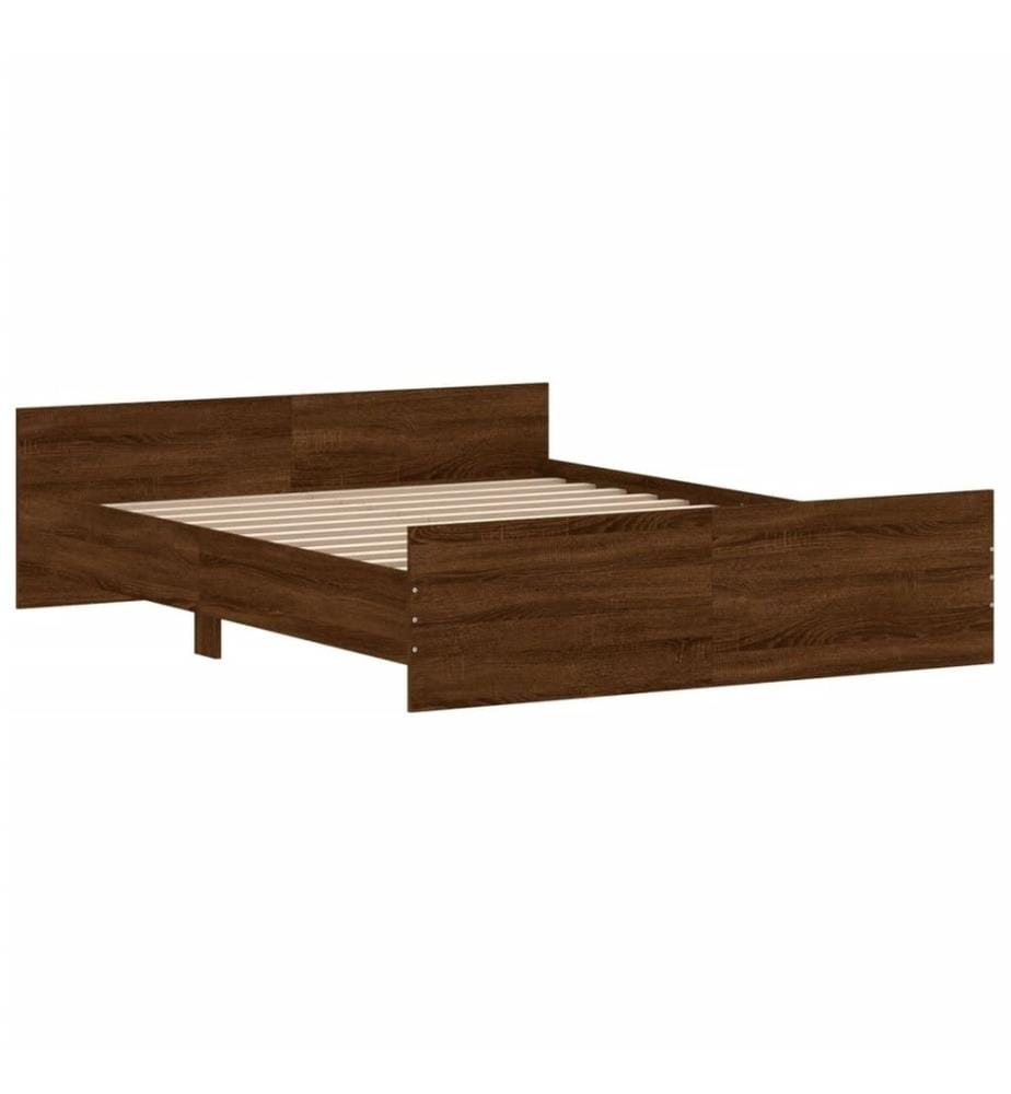 Bettgestell mit Kopf- und Fussteil Braun Eiche-Optik 150x200 cm