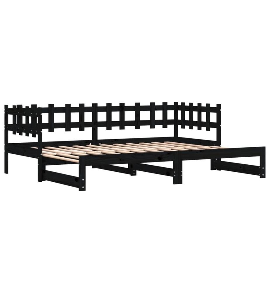 Tagesbett Ausziehbar Schwarz 2x(80x200) cm Massivholz Kiefer
