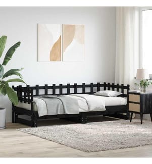 Tagesbett Ausziehbar Schwarz 2x(90x200) cm Massivholz Kiefer