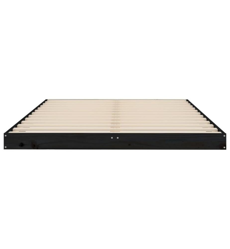 Cadre de lit noir 120x190 cm petit double bois massif de pin