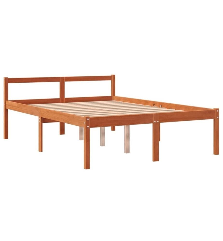 Lit pour personne âgée cire marron 135x190cm bois de pin massif
