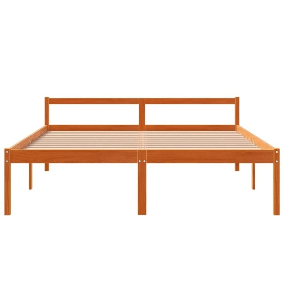 Lit pour personne âgée cire marron 160x200cm bois de pin massif