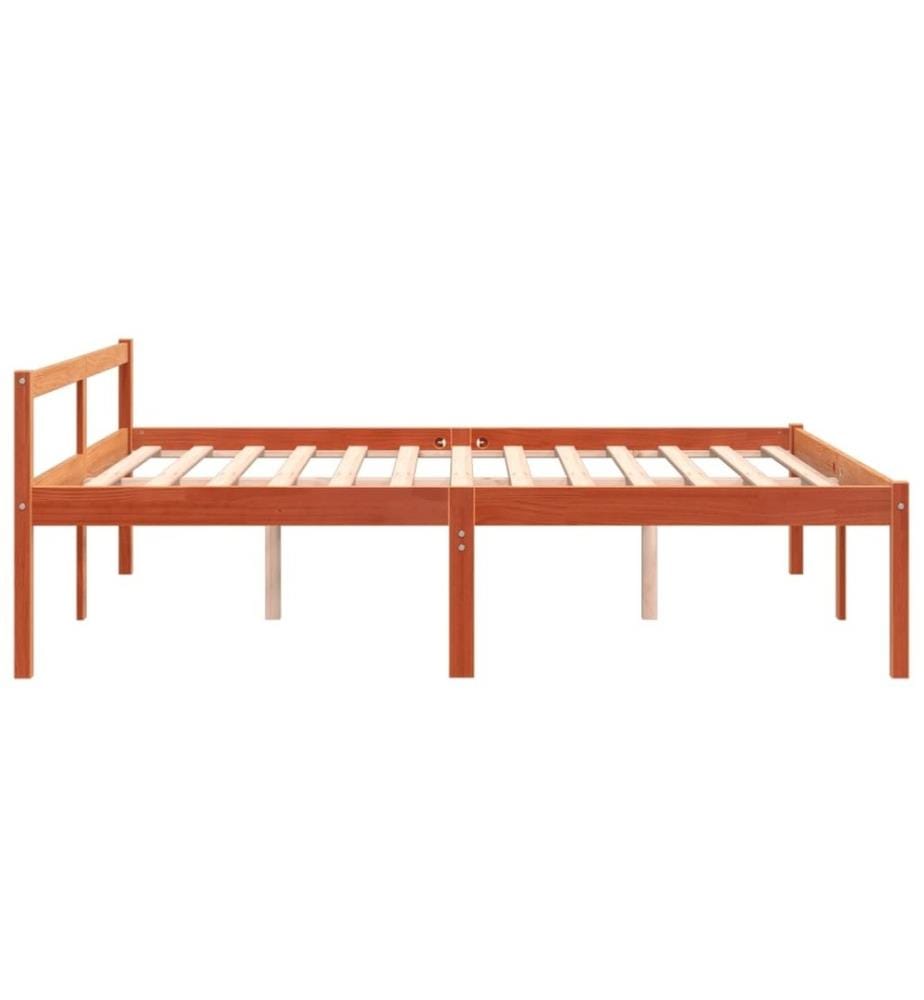 Lit pour personne âgée cire marron 160x200cm bois de pin massif