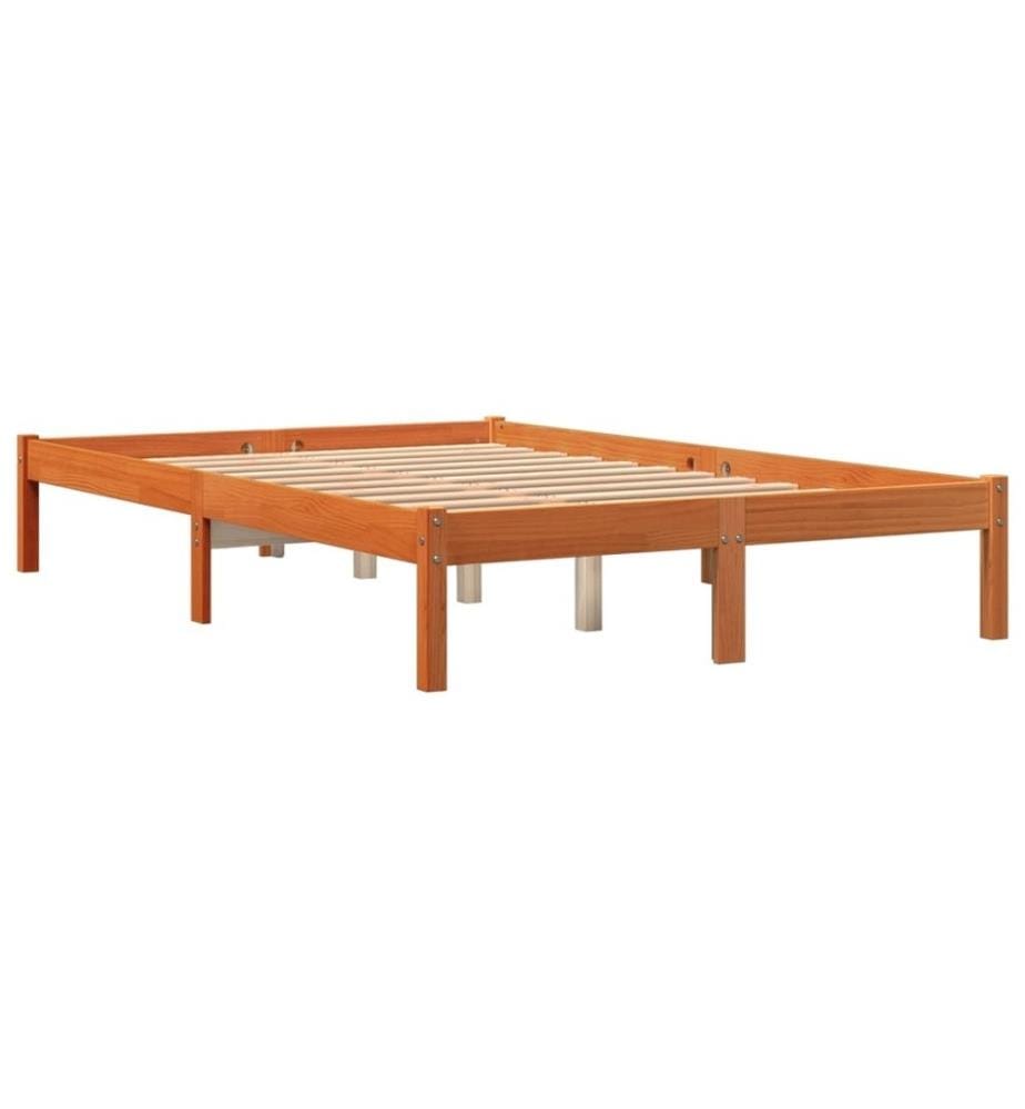 Cadre de lit cire marron 120x190 cm bois de pin massif