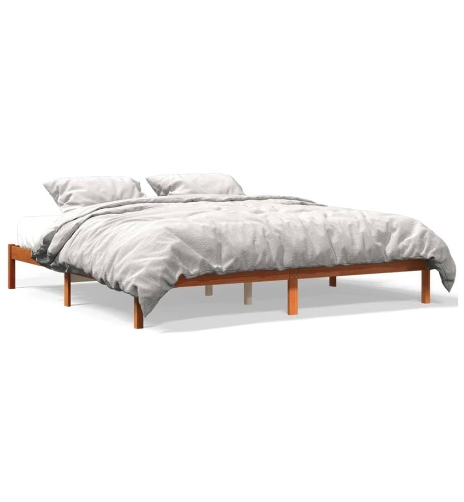 Cadre de lit cire marron 200x200 cm bois de pin massif