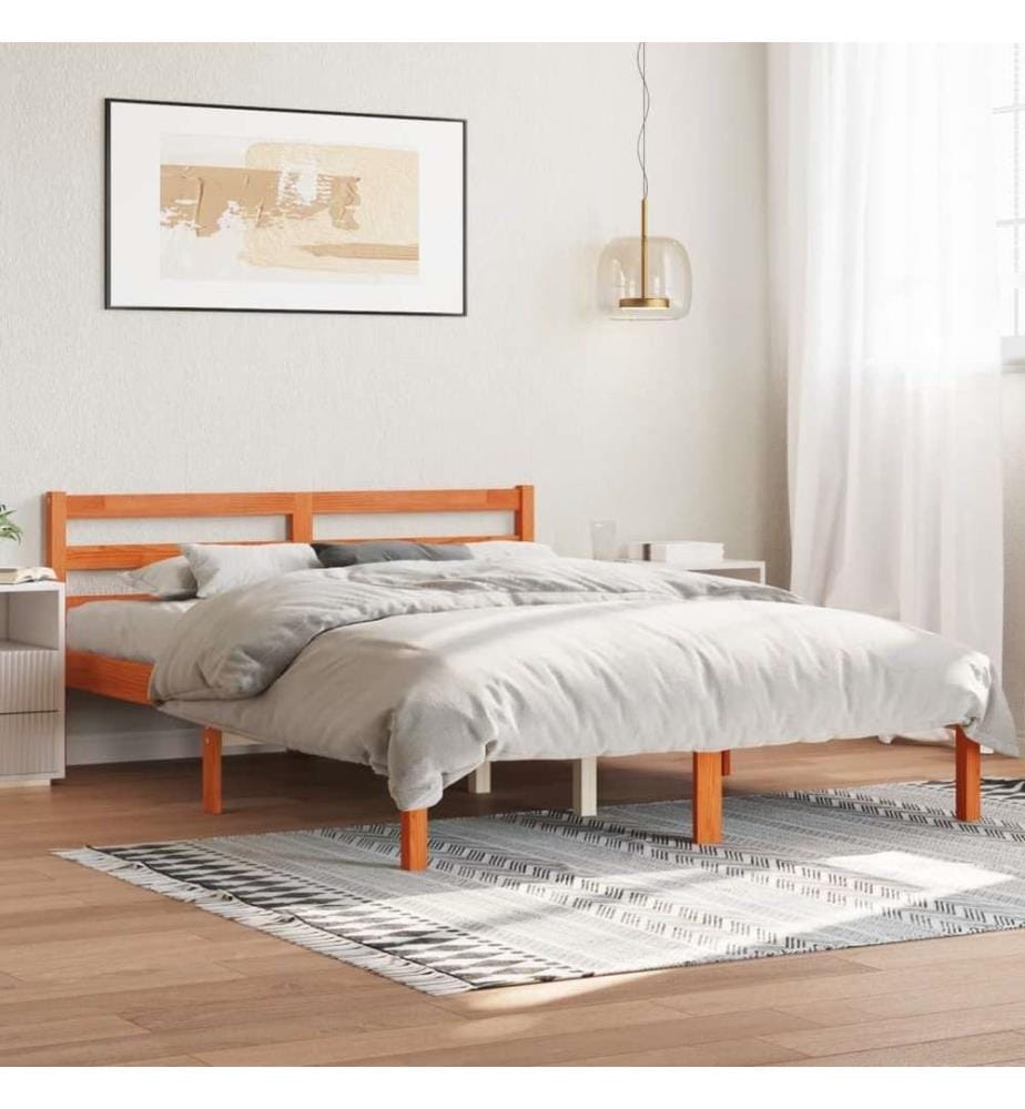 Massivholzbett Wachsbraun 135x190 cm Kiefer
