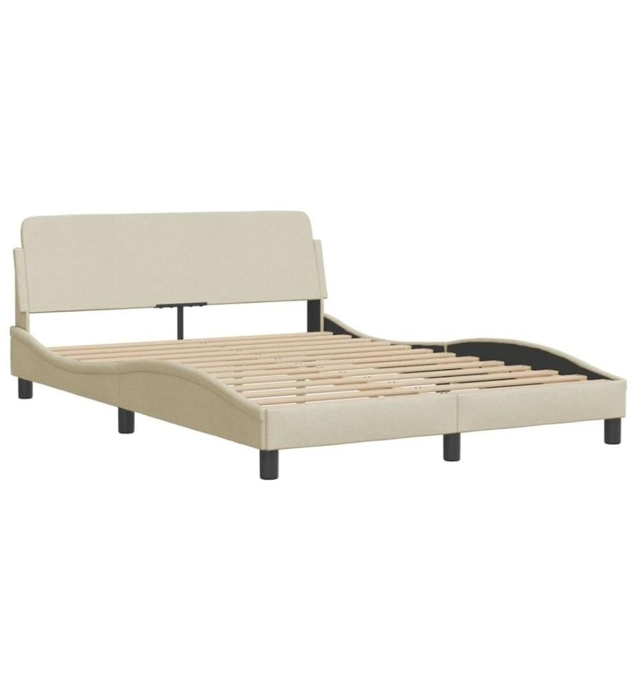 Bettgestell mit Kopfteil Creme 140x200 cm Stoff
