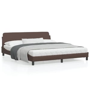 Bettgestell mit Kopfteil Braun 180x200 cm Kunstleder
