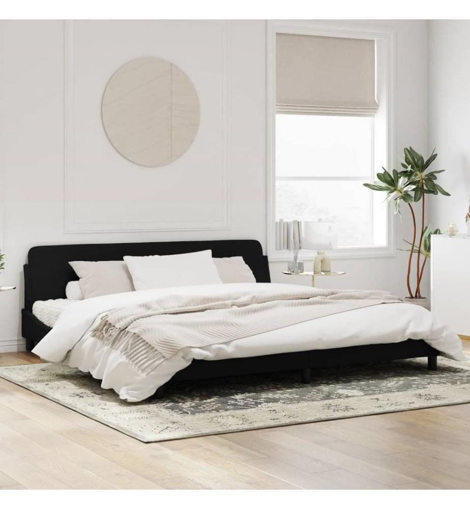 Bettgestell mit Kopfteil Schwarz 200x200 cm Samt