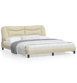 Bettgestell mit LED Creme 180x200 cm Stoff