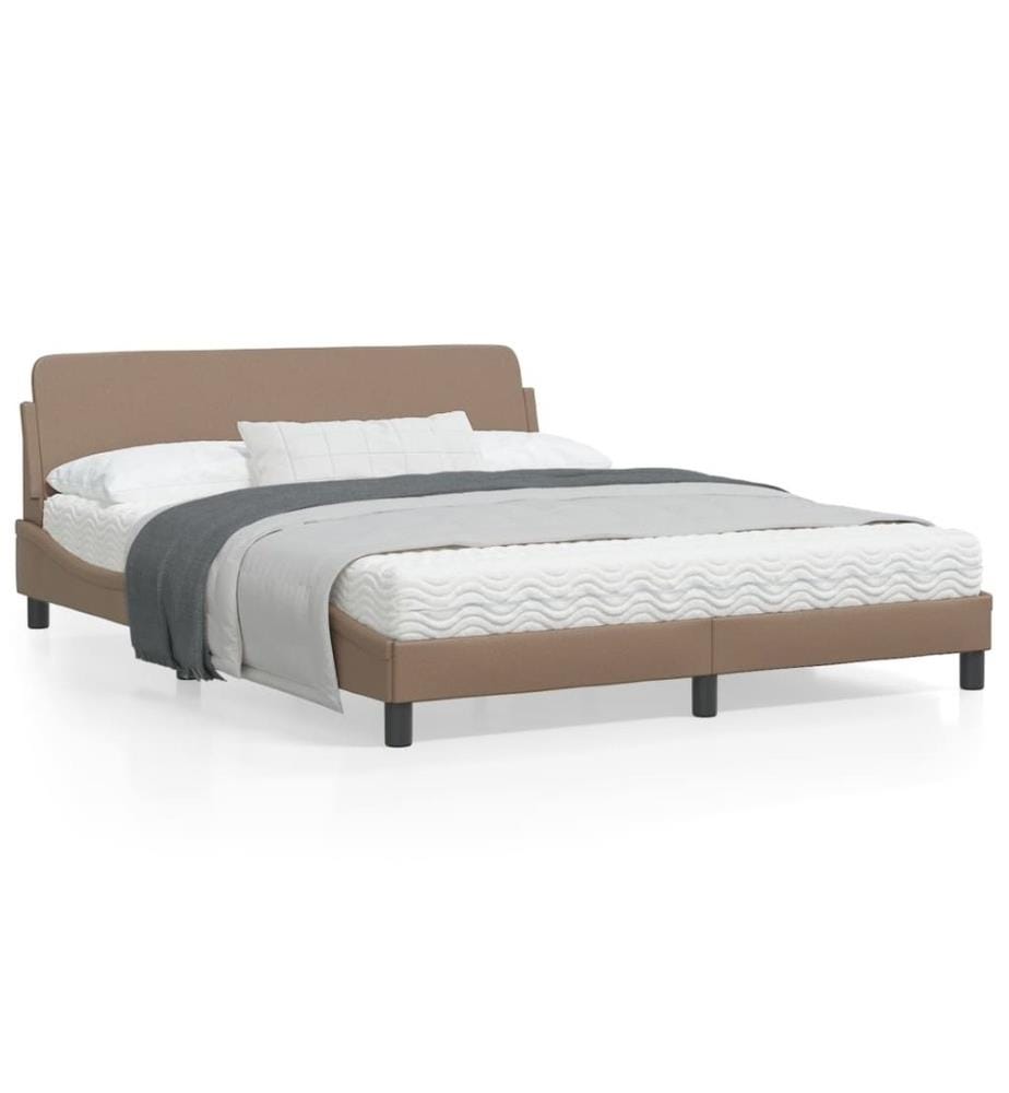 Bettgestell mit Kopfteil Cappuccino-Braun 160x200 cm Kunstleder