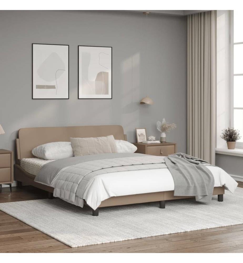Bettgestell mit Kopfteil Cappuccino-Braun 160x200 cm Kunstleder