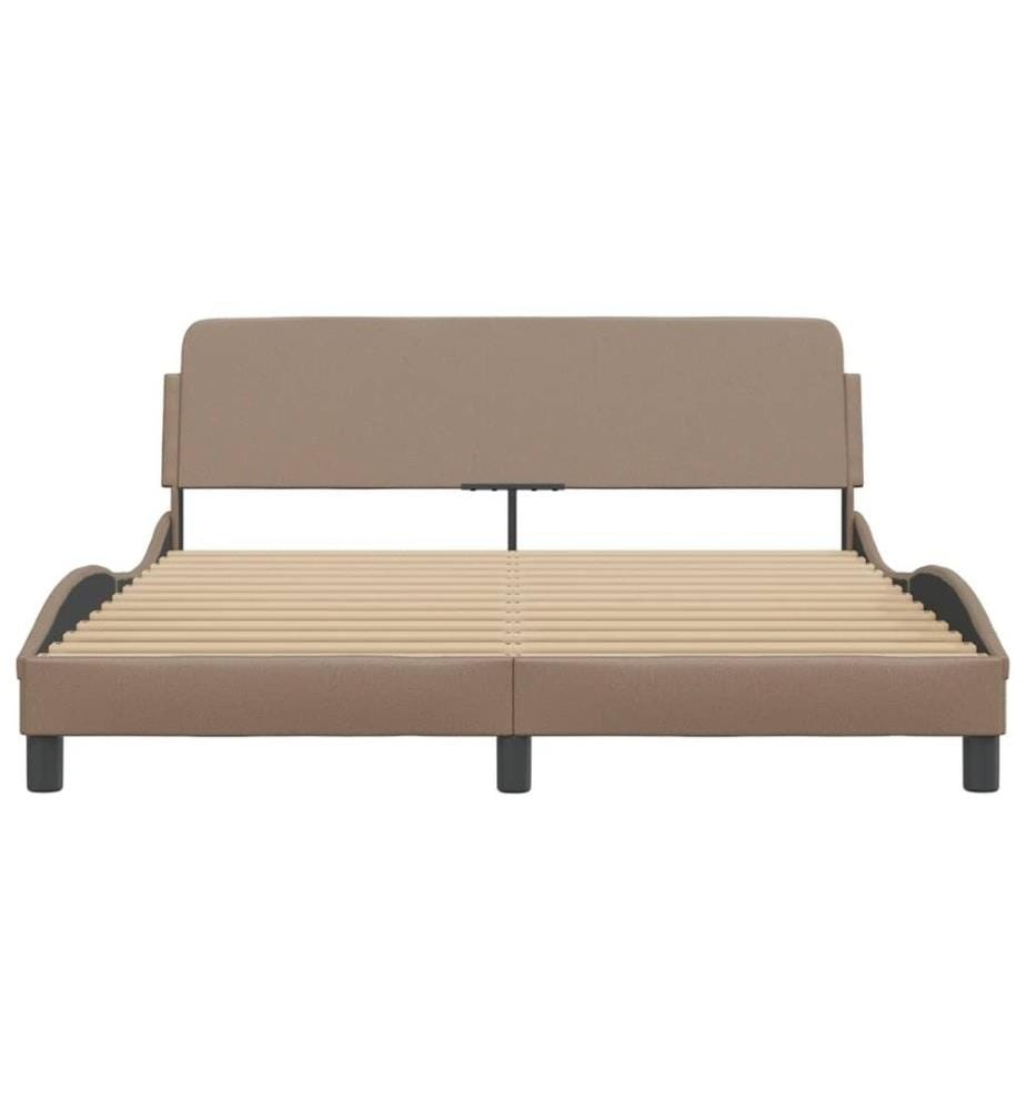 Bettgestell mit Kopfteil Cappuccino-Braun 160x200 cm Kunstleder