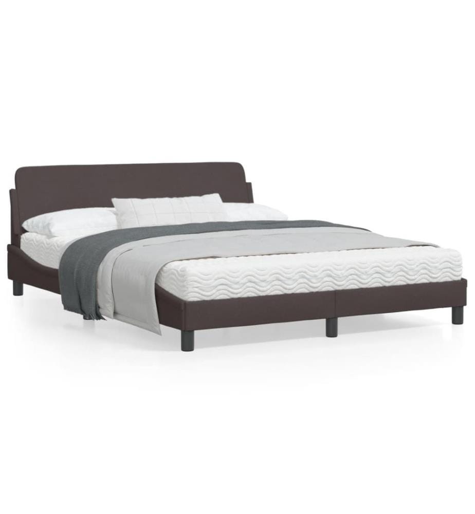 Bettgestell mit Kopfteil Dunkelbraun 160x200 cm Stoff