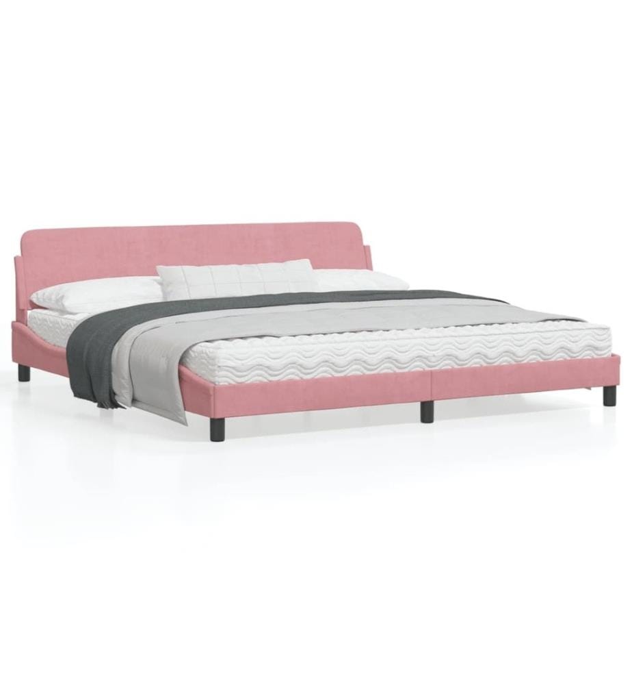 Bettgestell mit Kopfteil Rosa 200x200 cm Samt